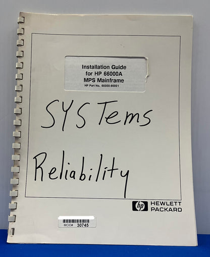 HP HEWLETT PACKARD 66000-90001 INSTALLATIONSHANDBUCH FÜR HP 66000A MPS MAINFRAME
