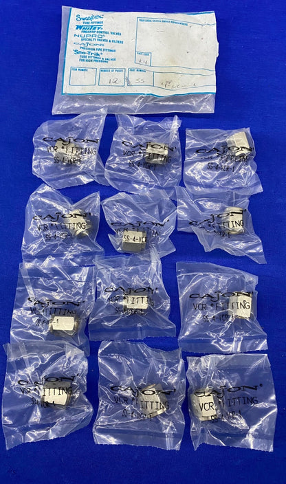 CAJON SS-4-VCR-1 VCR FITTING -  1 LOT QTY 12