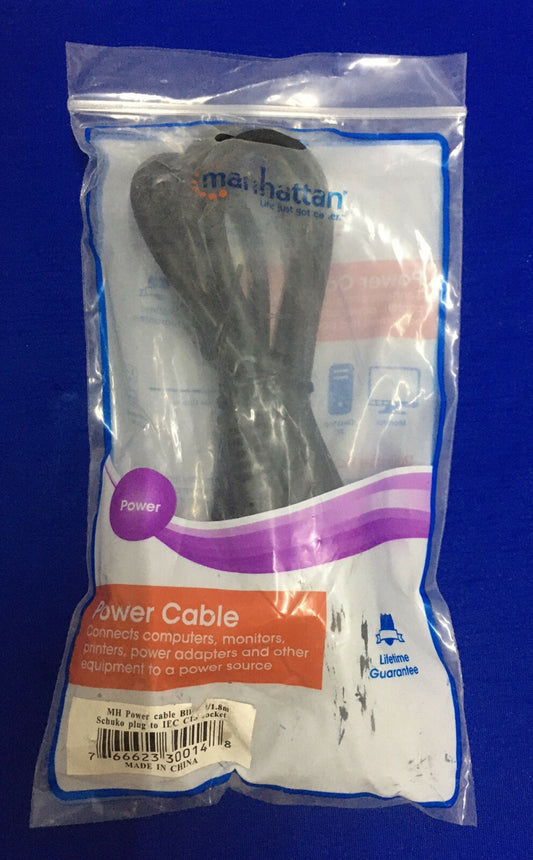 MANHATTAN 7-6662-330014-8 766623300148 CÂBLE D'ALIMENTATION MH NOIR 6 PI/1,8 M PRISE SCHUKO