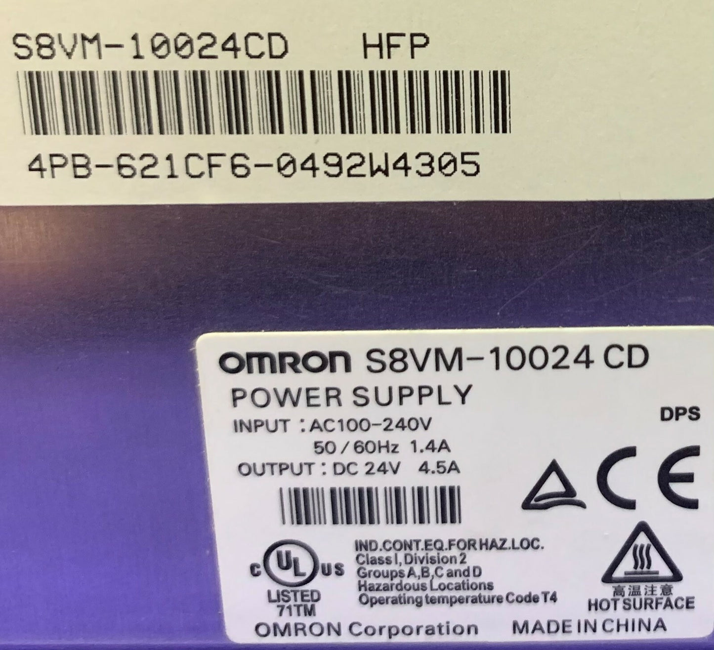 Omron S8VM-10024CD Netzteil 24VDC 4,5A 