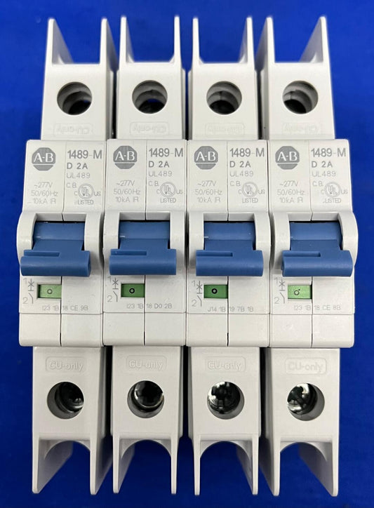 AB ALLEN BRADLEY 1489-M D 2A MINIATURE CIRCUIT BREAKER LOT OF 4