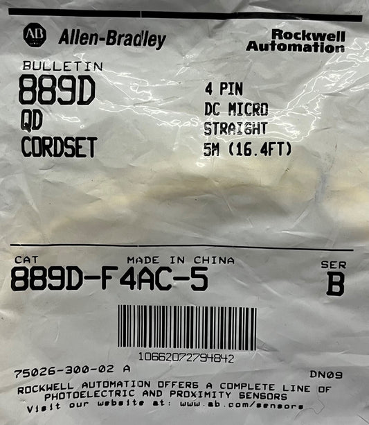 AB ALLEN BRADLEY 889D-F4AC-5 Ser. b 889D QD CORDSET 4 PIN DC MICRO 5M (16,4FT)