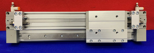 SMC stangloze cilinder MY1H20-150L / MY1H20150L met (2) SMC AS1201F stroomregelaars