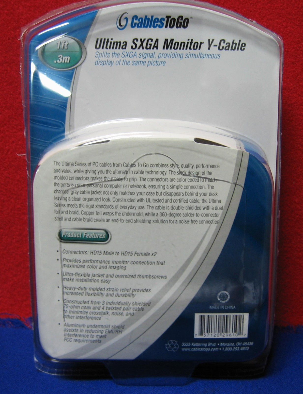 CABLES TO GO MODEL 29610  ULTIMA SXGA MONITOR Y-CABLE BOTH FEMALE ENDS
