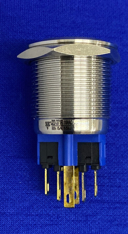 J22-371R METAL PUSH BUTTON SWITCH RED RING LED ILLUMINATION - MFG UNKNOWN