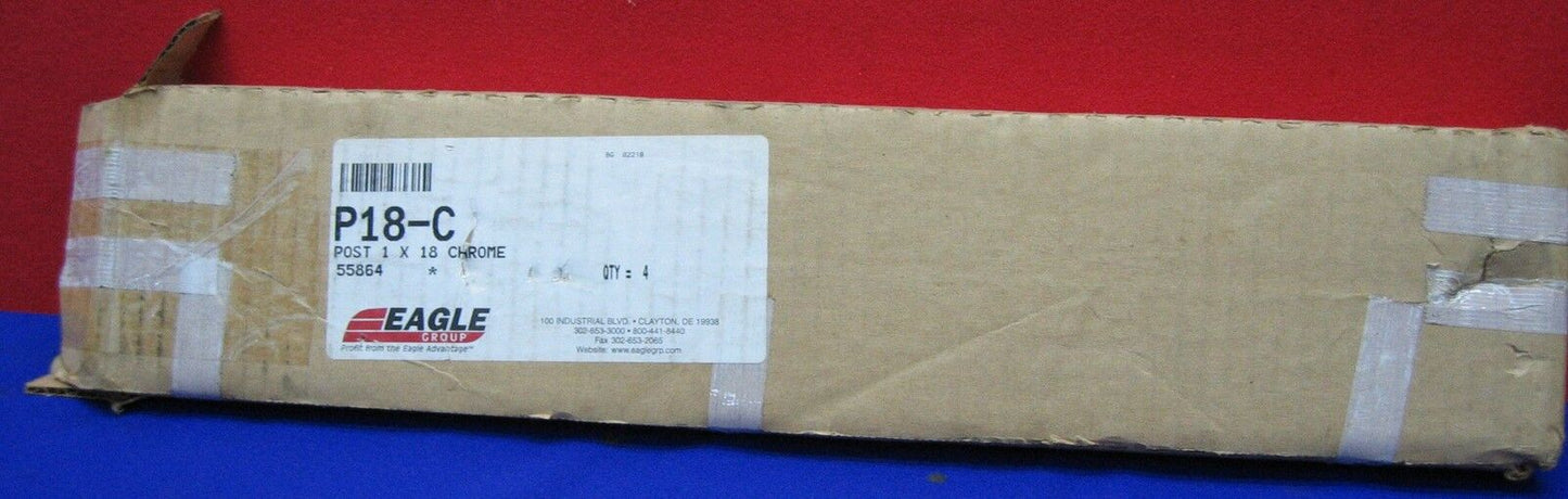 EAGLE P18-C POST POLES CHROME 1" X 18" SELLING AS '1 CARTON/BOX OF 4pk LEGS