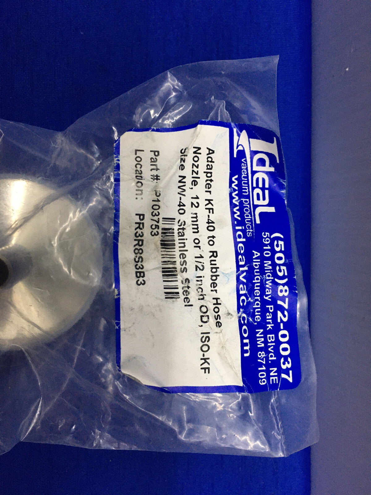 IDEAL VACUUM PRODUCTS P103753 ADAPTER KF-40 AUF GUMMISCHLAUCHDÜSE