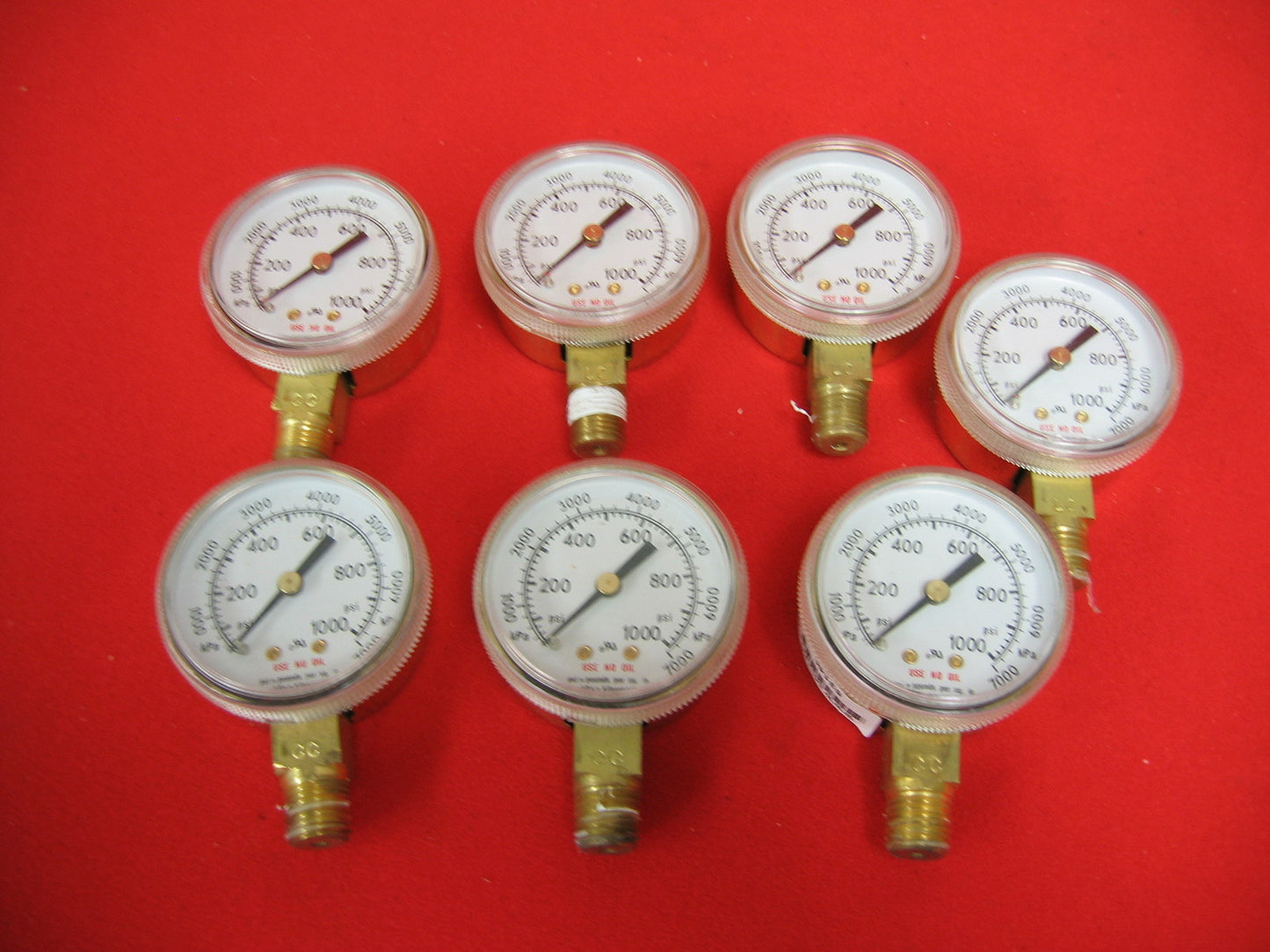 LOTTO DI 7 MANOMETRO PNEUMATICO WIKA VVH25017 0-1000 PSI/7000 Kpa 1/4" NPT 