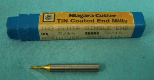 FRESA DE EXTREMO RECUBIERTA DE ESTAÑO NIAGARA CUTTER DE DOS FLAUTAS DE UN SOLO EXTREMO DE DIÁMETRO 5/64 VÁSTAGO DE 3/16 