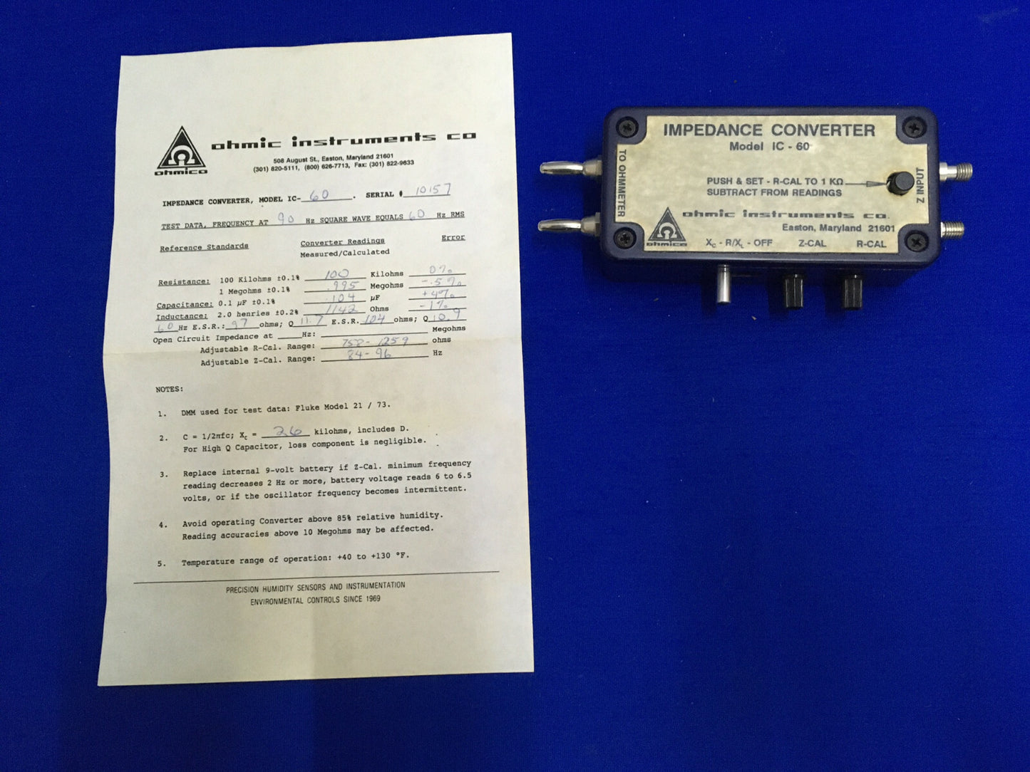 STRUMENTI OHMICI IC-60 / IC 60 CONVERTITORE IMPEDENZA-OHM R-CAL A 1 KΩ