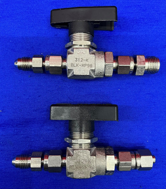 Lotto di 2 valvole a sfera FLOLOK in acciaio inossidabile 312-K-BLK-XP98