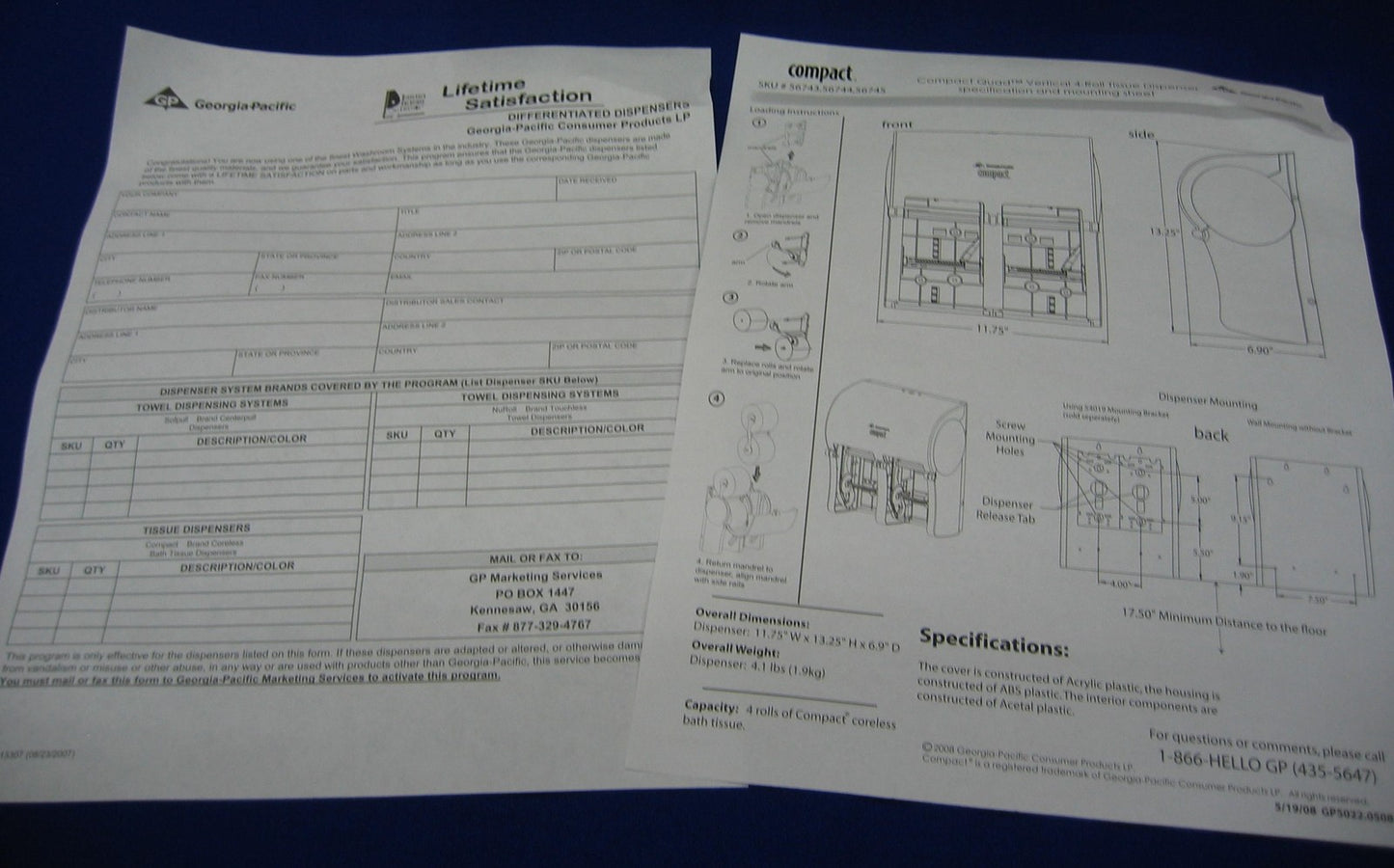 GEORGIA PACIFIC MN 56744 DISTRIBUTORE DI CARTA DA BAGNO VERTICALE COMPATTO QUAD A 4 ROTOLI 
