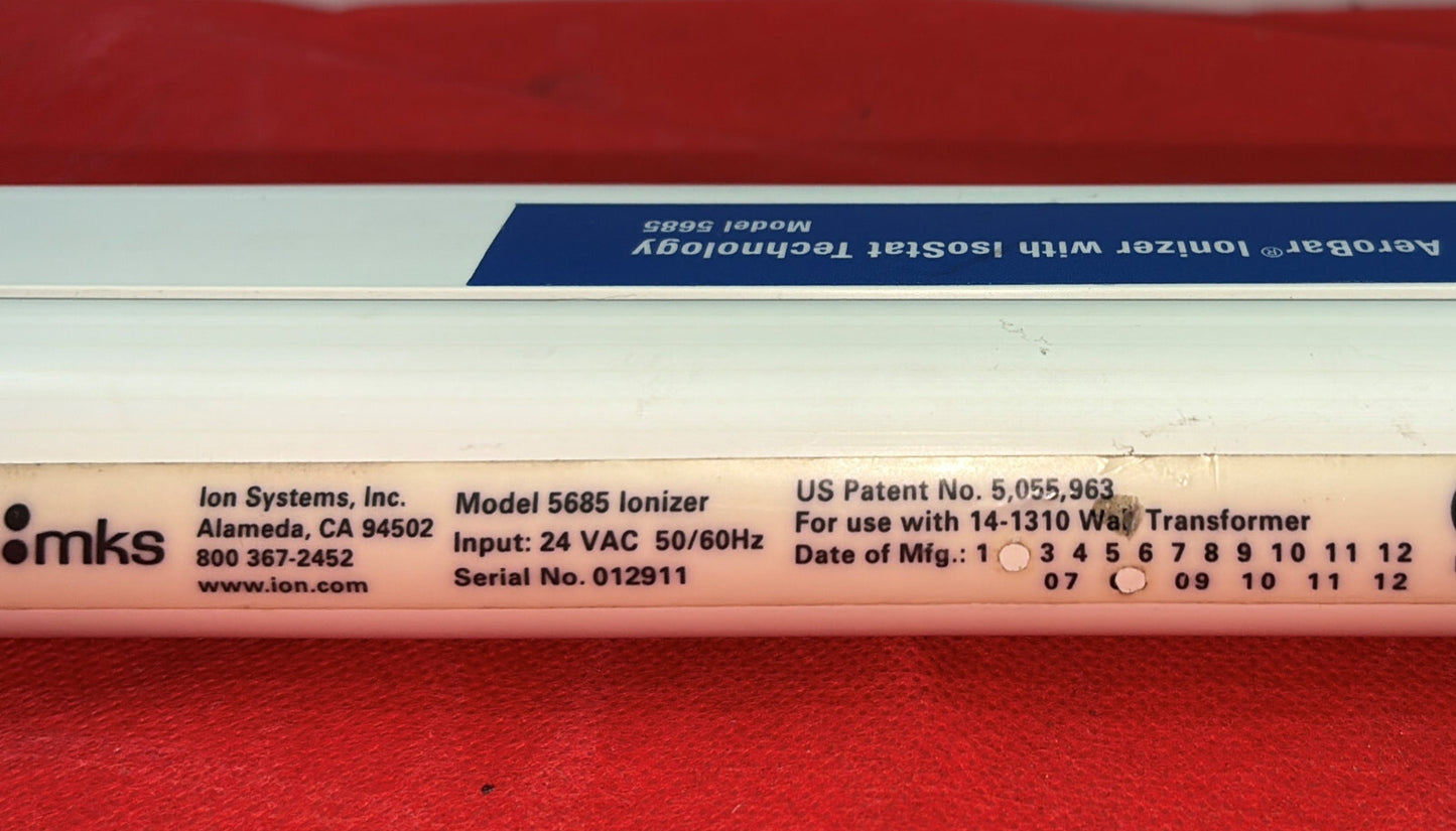 MKS 5685 AEROBAR IONIZER WITH ISOSTAT TECHNOLOGY NO POWER SUPPLY - PARTS/REPAIR