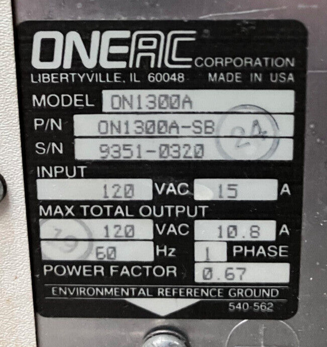 SISTEMA DI CONDIZIONAMENTO DELL'ENERGIA ONEAC CORPORATION ON1300A-SB 