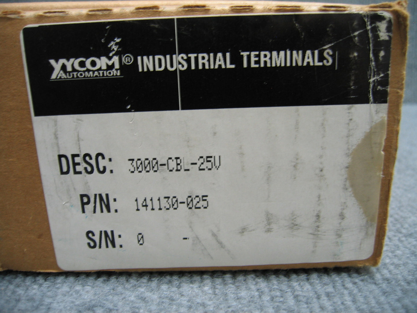 XYCOM AUTOMATION DESC: 3000-CBL-25V,P/N 141130.025,25' (7.5M) VIDEO CABLE
