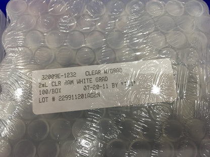 4 CONFEZIONI CONTENENTI 100 PEZZI EA 32009E-1232 TRASPARENTI CON FIALE RAM BIANCO GRADUATO 2mL
