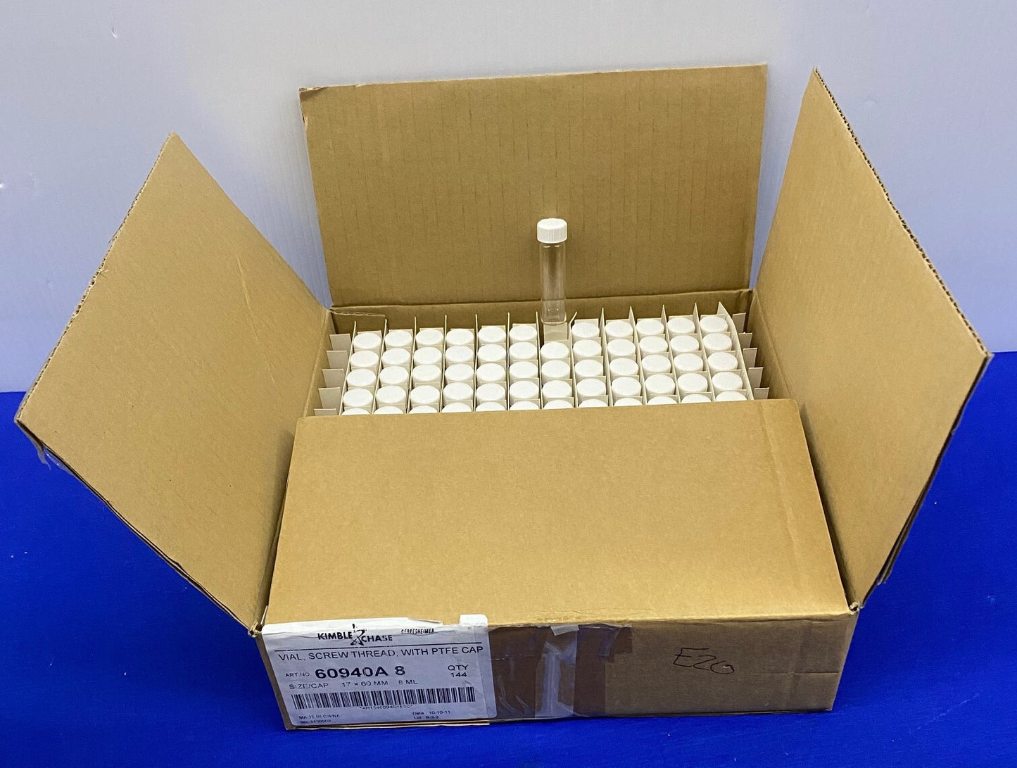 KIMBLE CHASE 60940A 8 60940A8 8ML VIAL  W/ PTFE CAP - 1 PACKAGE 144 VIALS