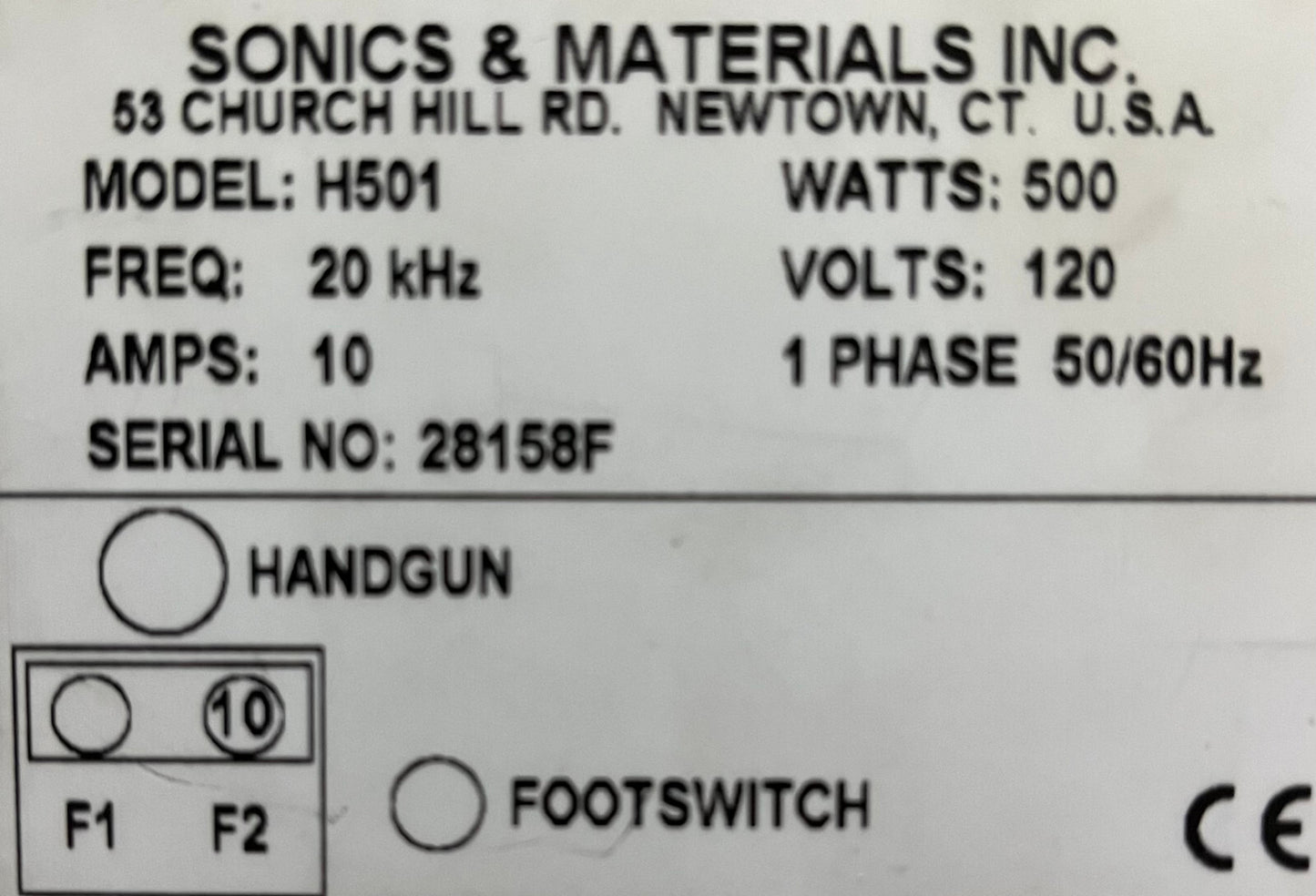 PARA PIEZAS SONICS &amp; MATERIALS H501 SOLDADOR ULTRASÓNICO SIN SONDA PISTOLA MANUAL/PEDAL