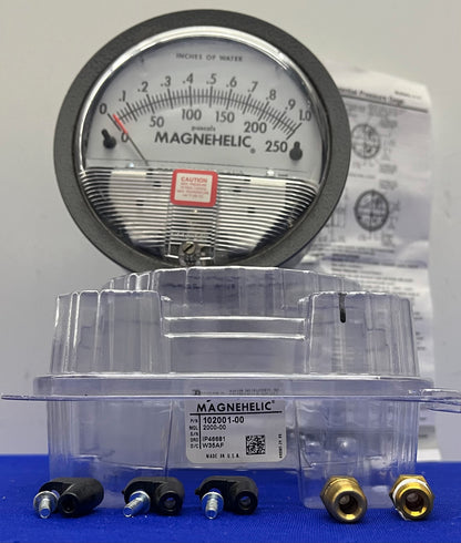 DWYER MAGNEHELIC DIFFERENTIAL PRESSURE GAUGE 2001D 102001-00 0-250