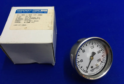 ASHCROFT ® 63 1008 A 02B XZC 200# TAILLE : CALIBRE 63 MM CALIBRE