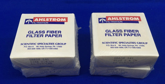 2 VERPAKKINGEN VAN 2 DOZEN ELK AHLSTROM PAPIEREN FILTER GRADE 141,2.4CM 50 CIRKELS PER DOOS
