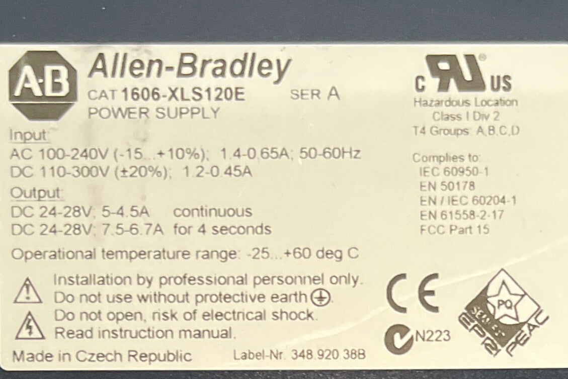 AB ALLEN BRADLEY 1606-XLS / 1606-XLS120E 24VDC POWER SUPPLY SER A