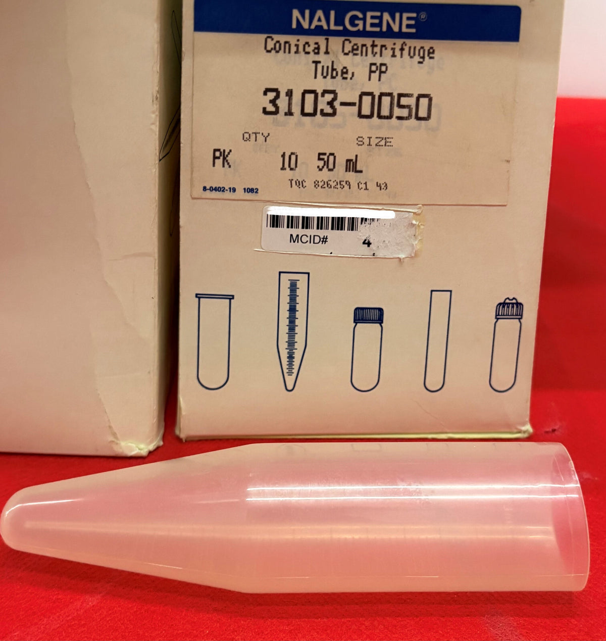 NALGENE 3103-0050 BOX OF 10 CONICAL CENTRIFUGE TUBE PP 50ML - 1 LOT QTY 2 BOXES