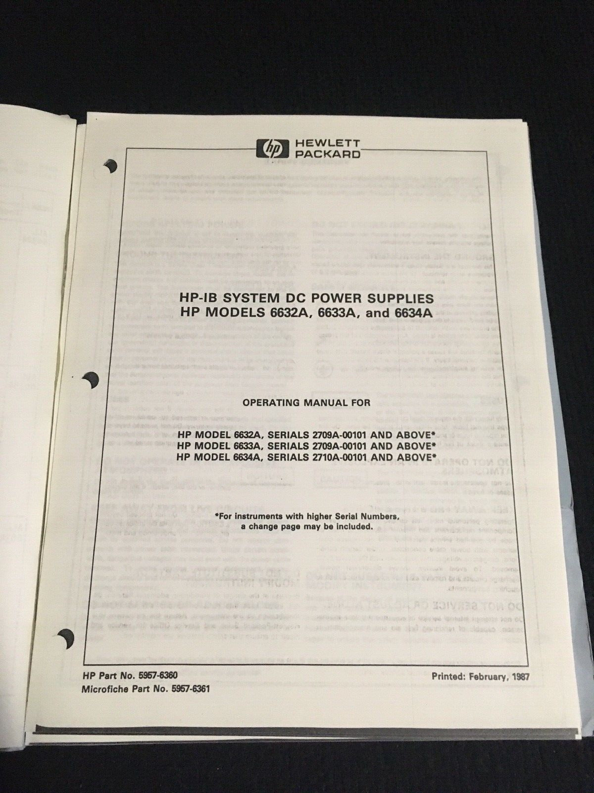 MHz ELECTRONICS HP-IB SYSTEM DC-NETZTEIL BEDIENUNGSANLEITUNG 6632A 6633A 6634A