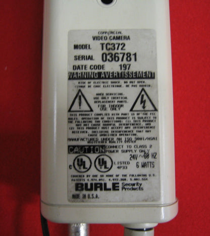 BURLE SECURITY PRODUCTS TC372 KOMMERZIELLE VIDEOKAMERA 