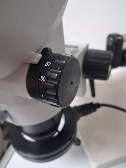 OLYMPUS SZ61 6.7 - 45X STEREO MICROSCOPE WITH BOOM STAND AND LED RING LIGHT