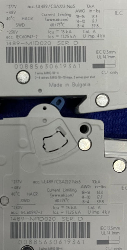 AB ALLEN BRADLEY 1489-MD 2A MINIATURE CIRCUIT BREAKER LOTTO DI 4