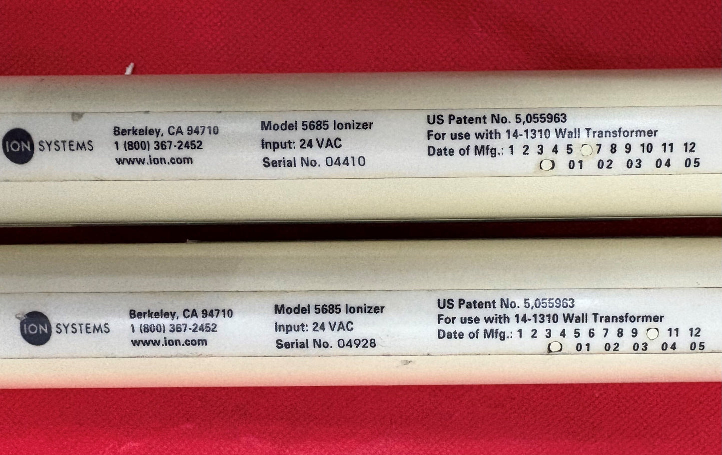 ION SYSTEMS AEROBAR ISOSTAT TECHNOLOGY 5685  IONIZER - NO POWER SUPPLY - QTY 2
