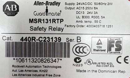 Allen Bradley / AB GUARDMASTER ®  440R-C23139 SER. B MSR131RTP SAFETY RELAY