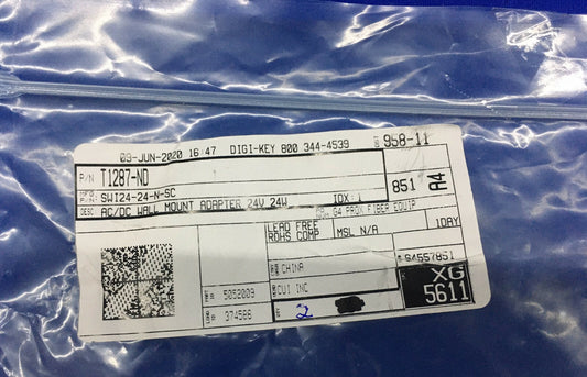 LOTE DE 2 ADAPTADORES DE MONTAJE DE CA/CC CUI INC / DIGI-KEY SWI24-24-N-SC / T1287-ND 24 V 24 W