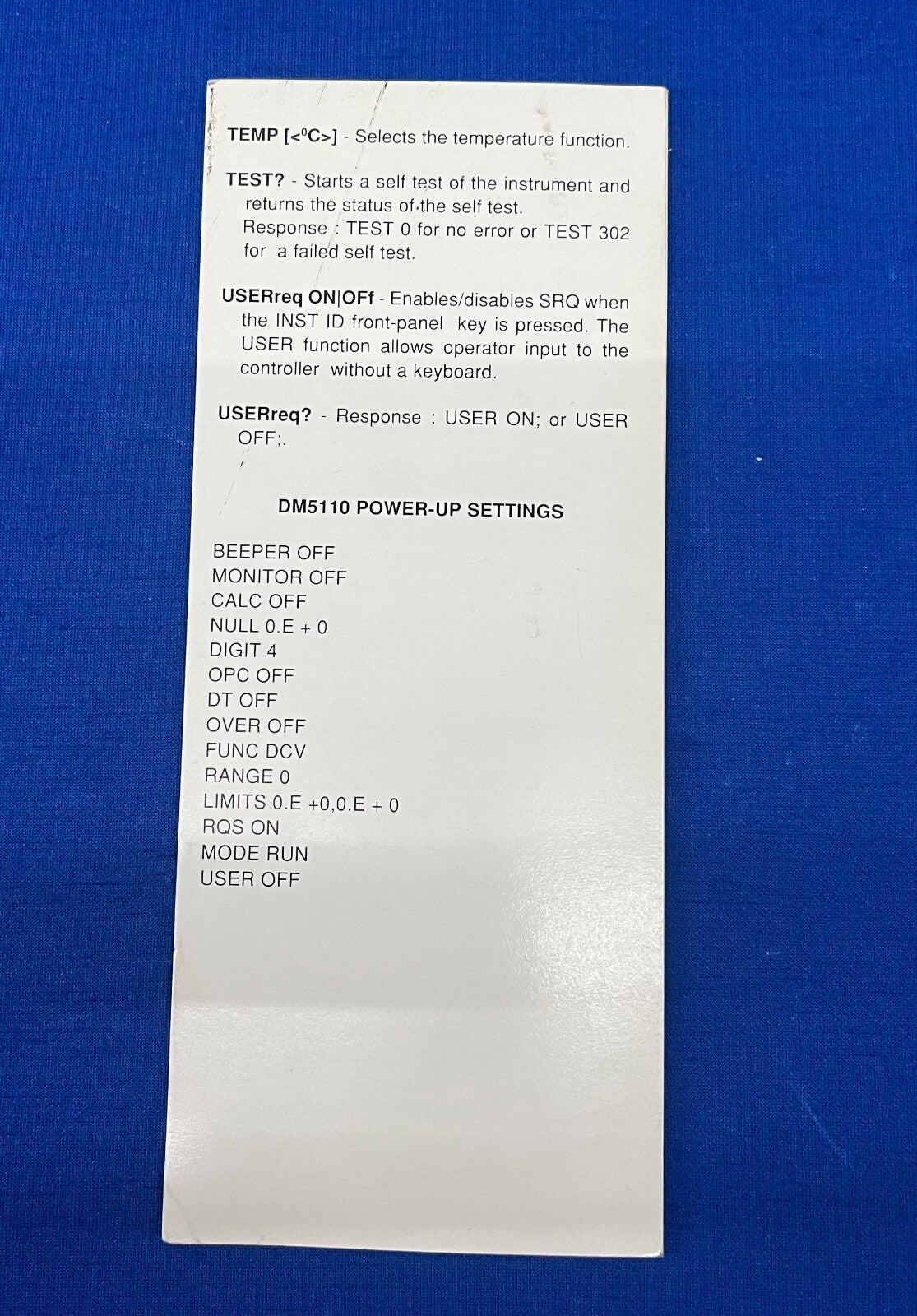 TEKTRONIX DM 5110 PROGRAMMEERBARE DIGITALE MULTIMETER REFERENTIEGIDS 070-7559-00 