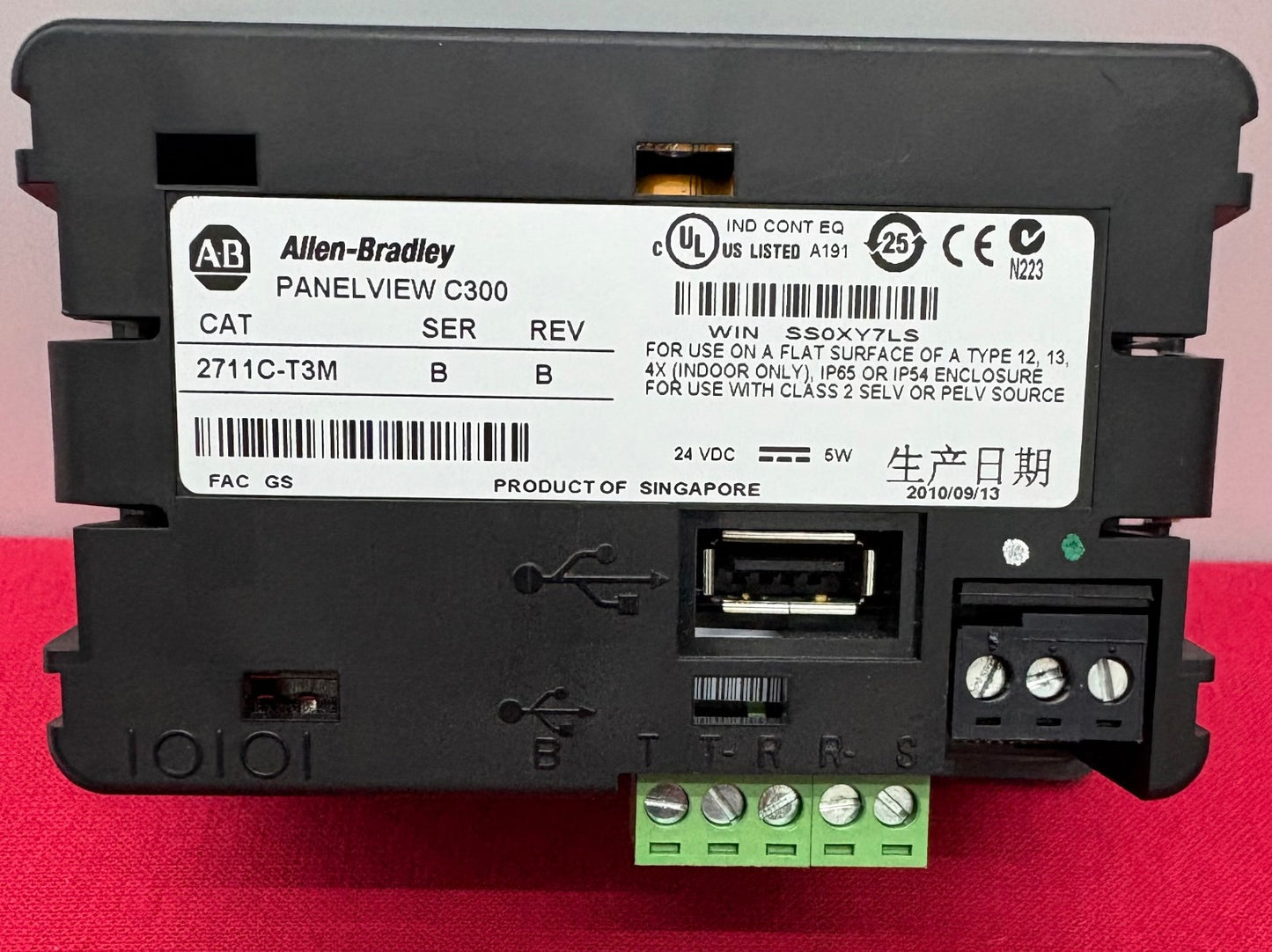 Allen Bradley AB PANELVIEW C300 CAT: 2711C-T3M SER. B REV B SS0ZY7LS 24VDC