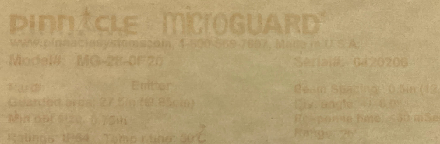 PINNACLE SAFETY LIGHT CURTAIN CONTROL BOX MG-28-0F-20 EMITTER & RECEIVER - PARTS