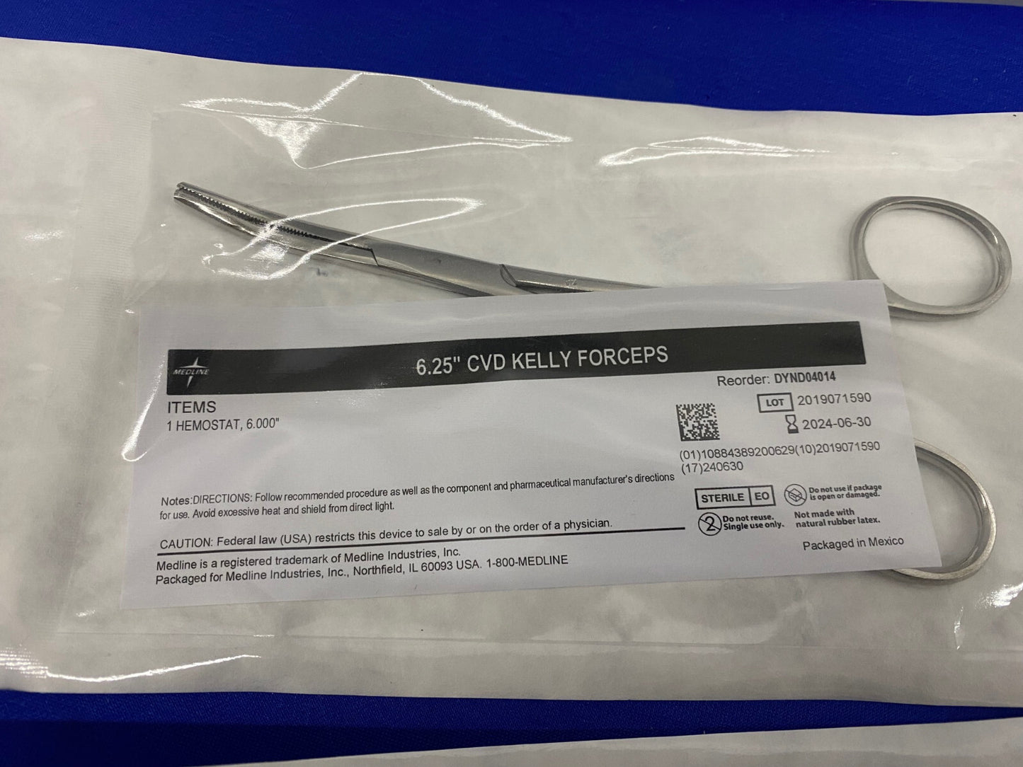MEDLINE INDUSTRIES DYND040146.25" CVD KELLY FORCEPS - 1 LOT QTY 10