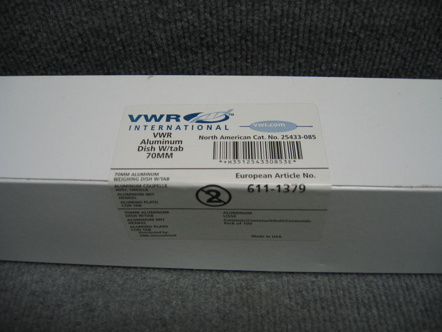 VWR USA # 25433-085,EU# 611-137 VWR® VWR® Wegwerp aluminium kreukelschaal &amp; lipje