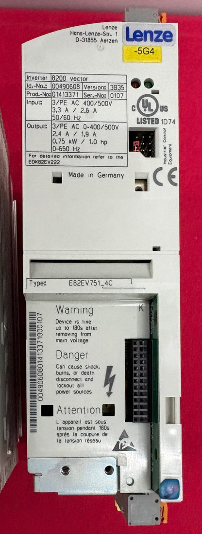LENZE E82EV751_4C VECOR 8200 CONTROLLED FREQUENCY DRIVE INVERTER - 1 LOT QTY 2