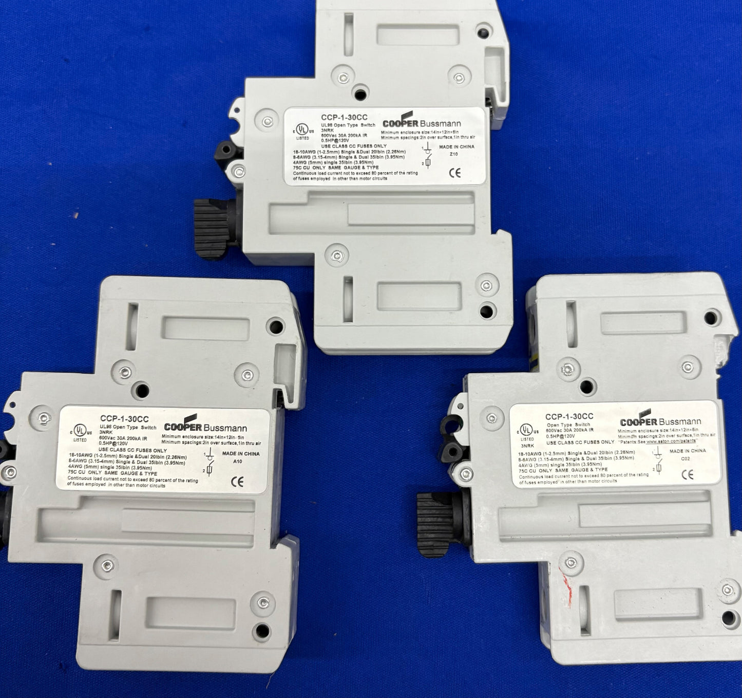 COOPER BUSSMANN CCP-1-30CC / CCP-CC 回路ブレーカー - 1 ロット数量 3 