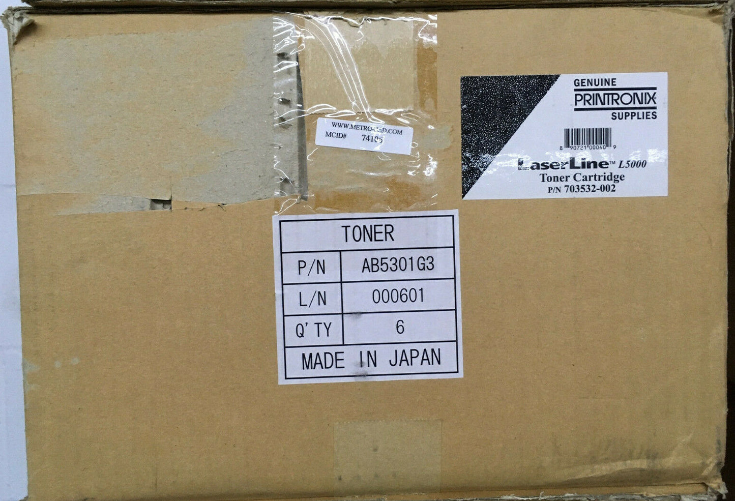 1 BOX QTY 6 - PRINTRONIX 703532-002 / AB5301G3 LASERLINE L5000 TONER CARTRIDGES