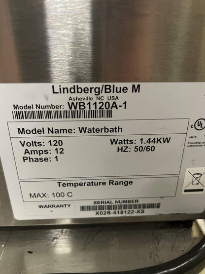 THERMO ELECTRON CORPORATION LINDBERG BLUE M WATER HEATER WATER BATH WB1120A-1 12