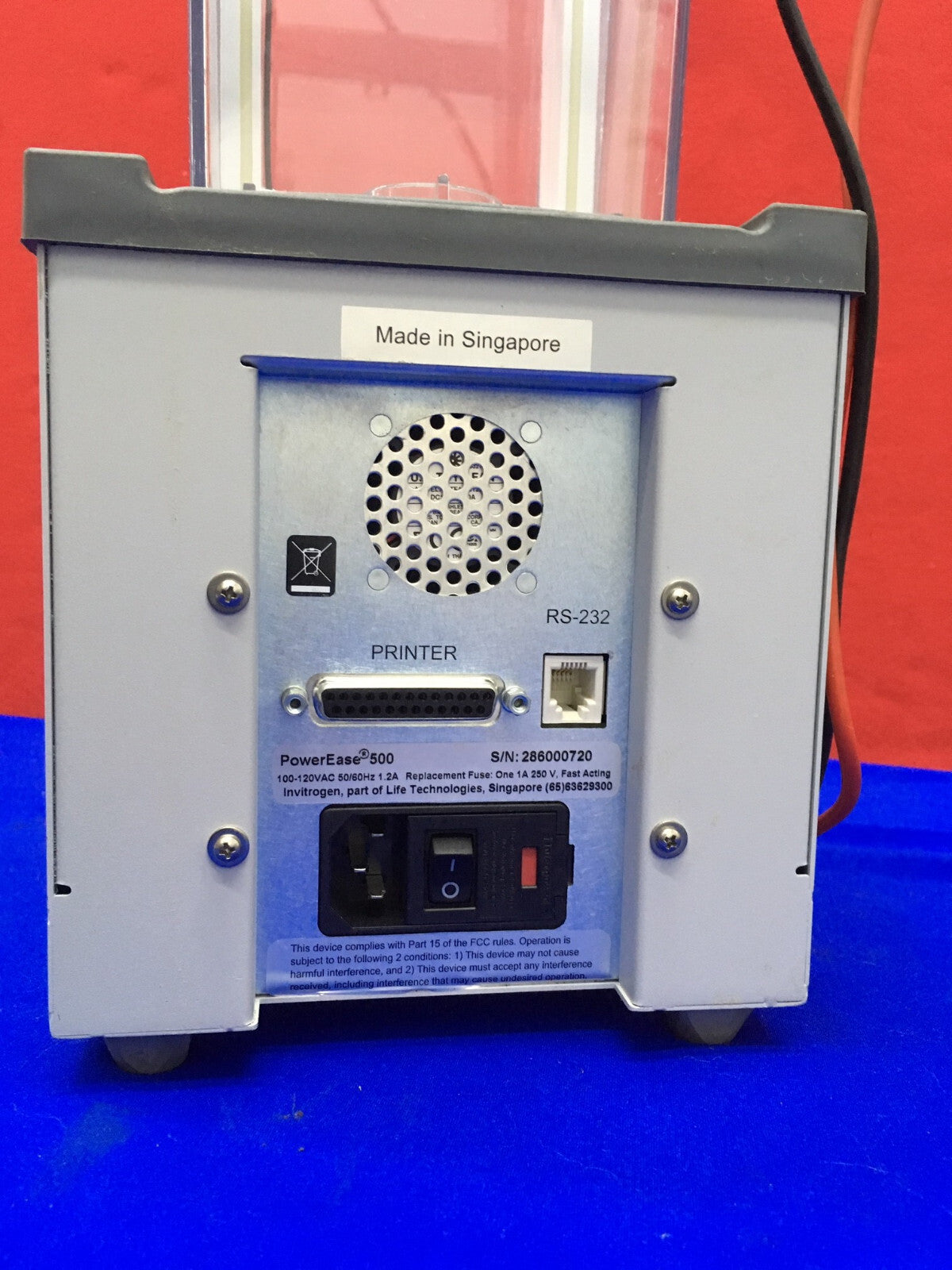 INVITROGEN LIFE TECHNOLOGIES POWEREASE 500 SN 286000720 100-120VAC 50/60HZ 1,2A