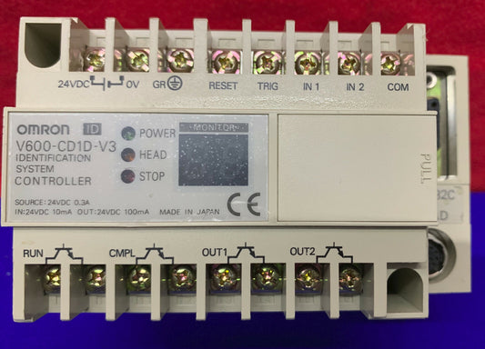 OMRON V600-CD1D-V3 IDENTIFICATION SYSTEM CONTROLLER MISSING COVERS