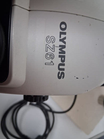 OLYMPUS SZ61 6.7 - 45X STEREO MICROSCOPE WITH BOOM STAND AND LED RING LIGHT