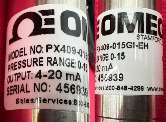 OMEGA PX409-015GI-EH HIGH ACCURACY PRESSURE TRANSDUCER 0-15 PSIG,4-20mA,+_0.05%
