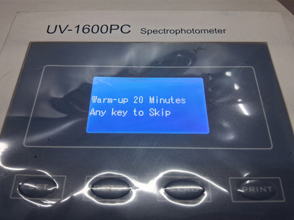 VWR UV-1600PC SPECTROPHOTOMETER 110 V AC 120 W 60 HZ 15A TESTED WORKS