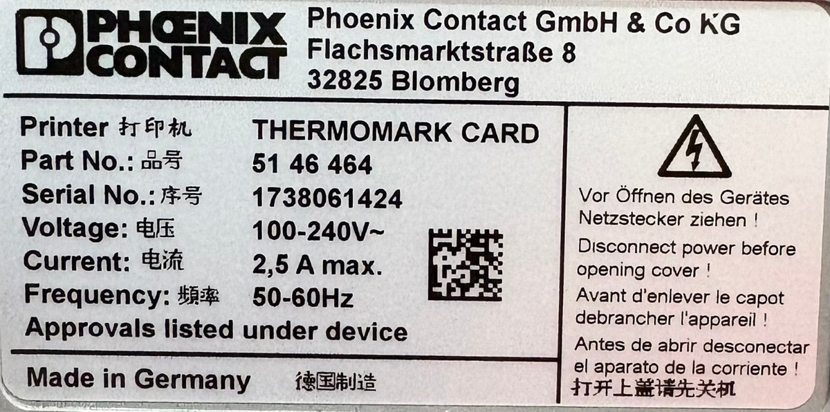 PHOENIX CONTACT THERMOMARK CARD 5146464 THERMAL TRANSFER PRINTER CARD UCT-MAG1