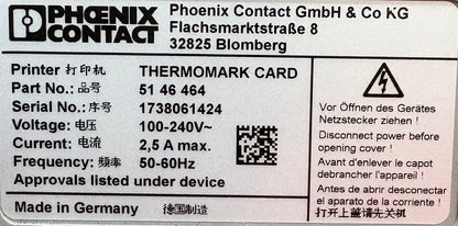 PHOENIX CONTACT THERMOMARK CARD 5146464 THERMAL TRANSFER PRINTER CARD UCT-MAG1